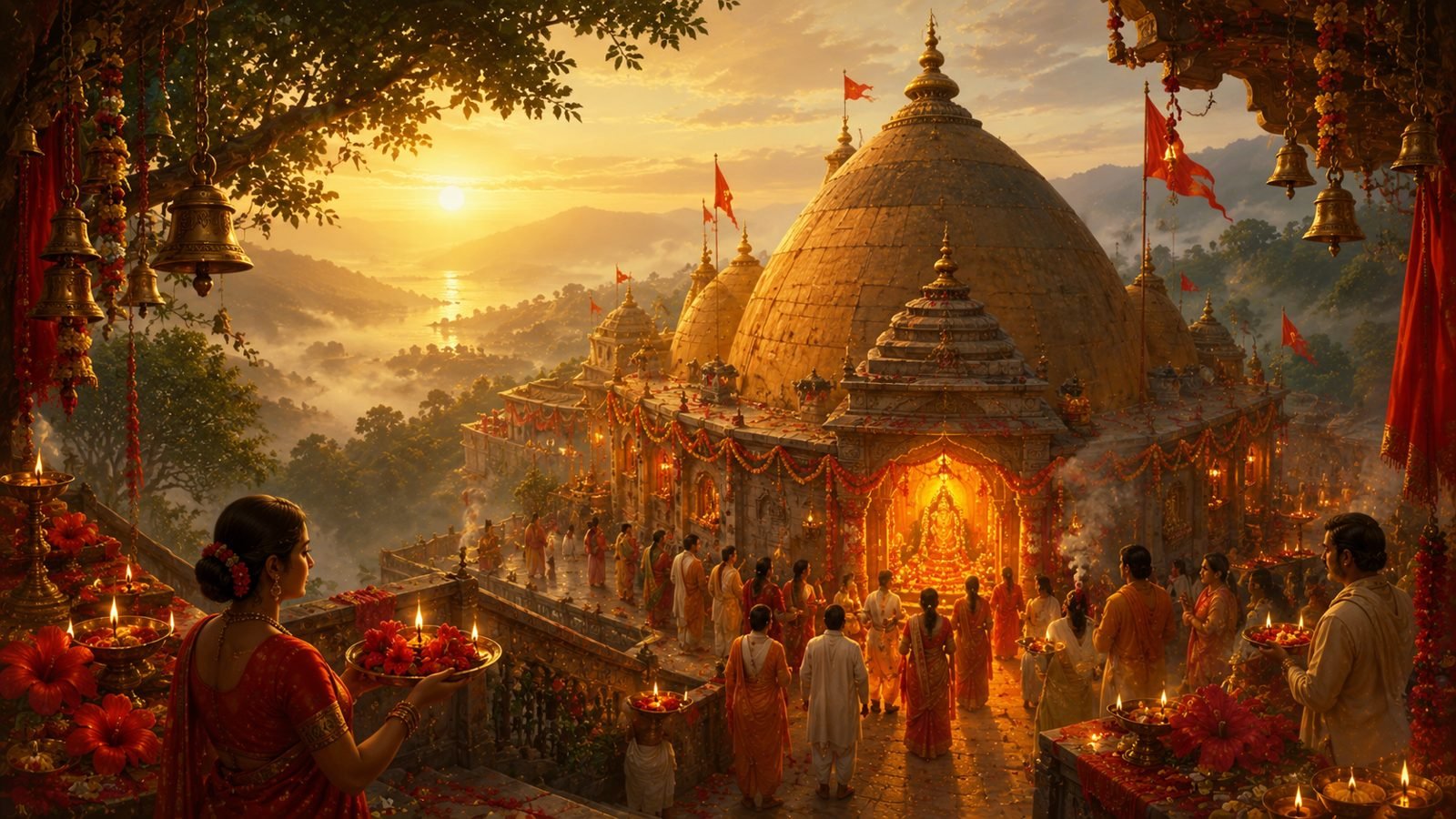 A sacred Shakti Peetha temple where a part of Sati's body is said to have fallen