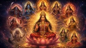 Adi Parashakti emanating the ten Mahavidyas in cosmic space