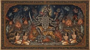 Chamunda as the Smashana Bhairavi, the fierce Kali of the cremation ground