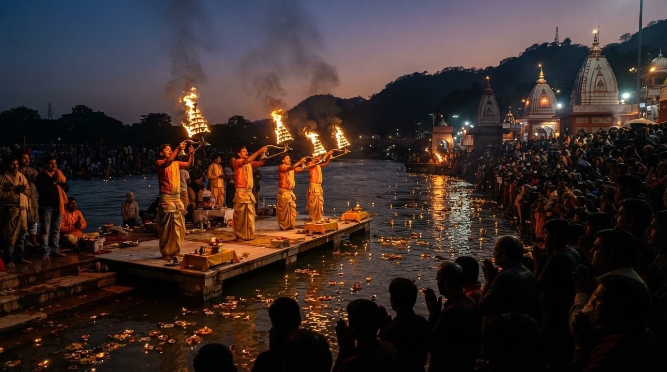 The evening Ganga Aarti at Har Ki Pauri, Haridwar