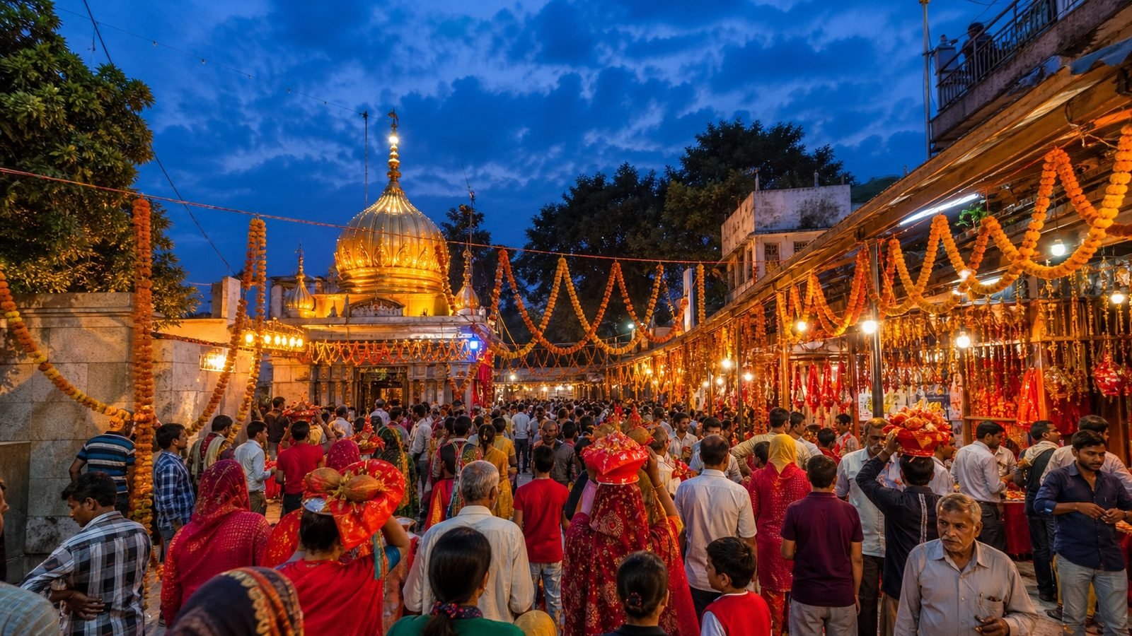 The Navratri mela at Jwalamukhi at dusk