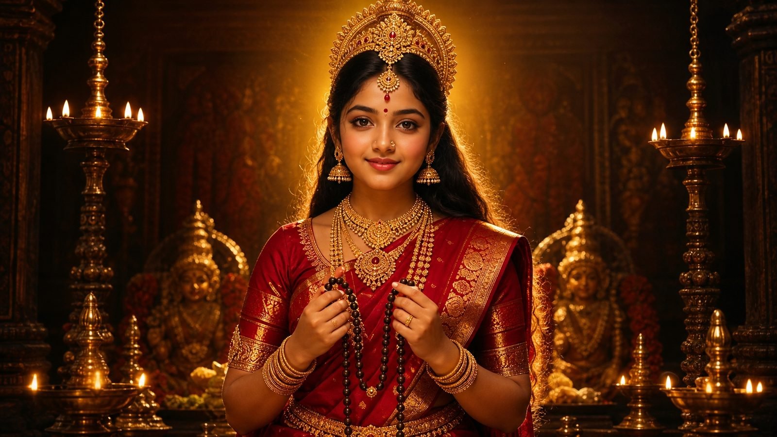 Kanya Kumari, the virgin goddess, in devotional portrait