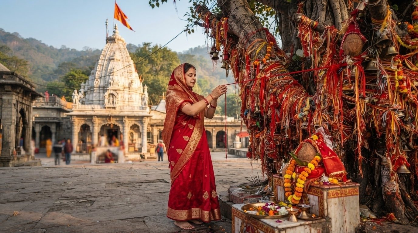 The sacred wish-fulfilling thread tree at the Mansa Devi temple, Haridwar