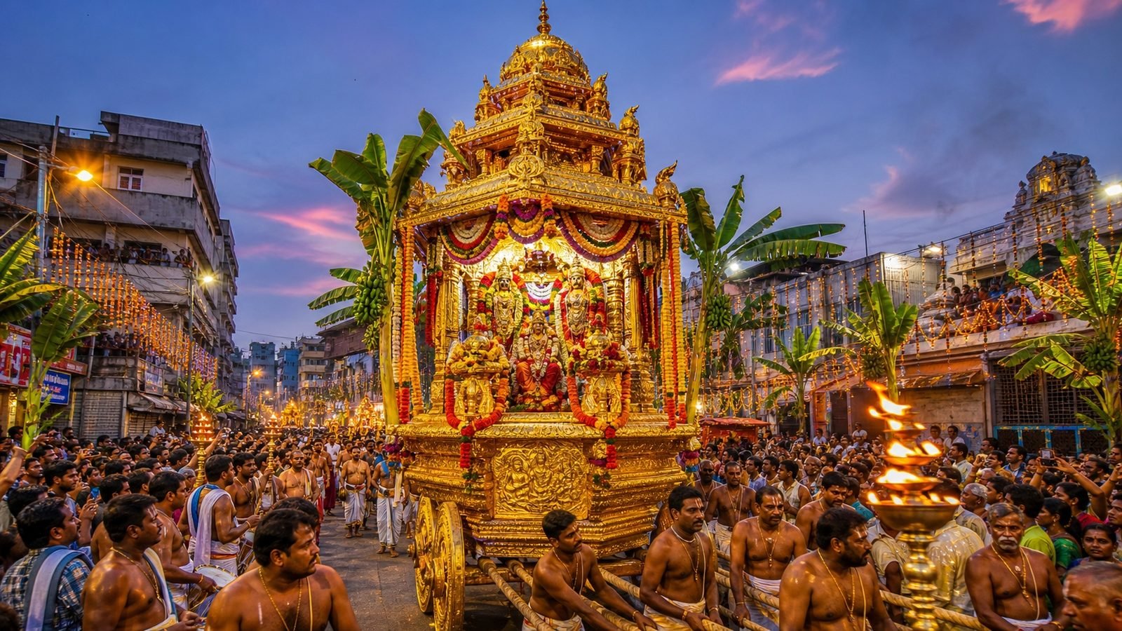 The temple chariot of the Chithirai festival at Madurai