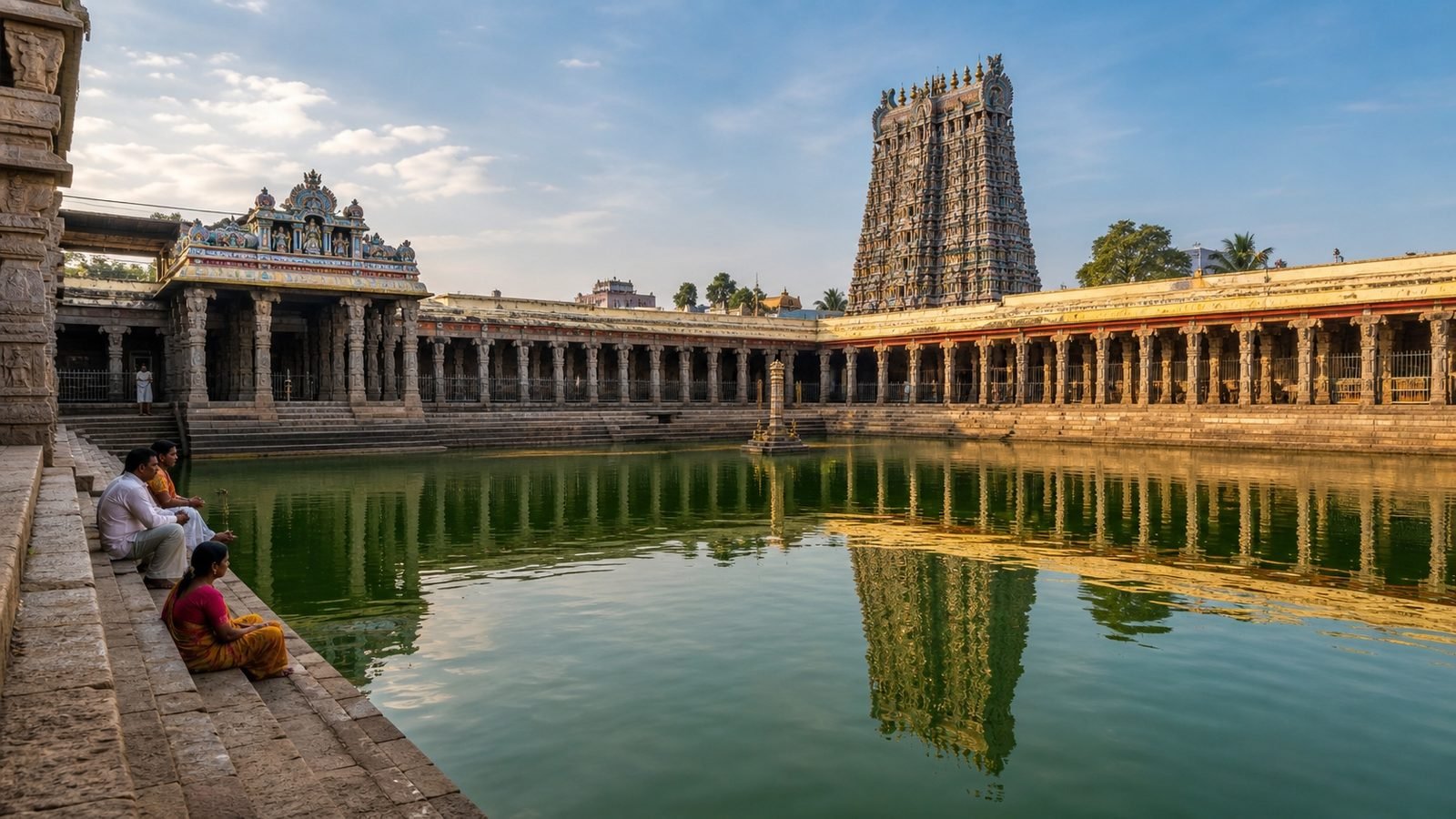 The Porthamarai Kulam, the golden lotus tank of the Meenakshi temple