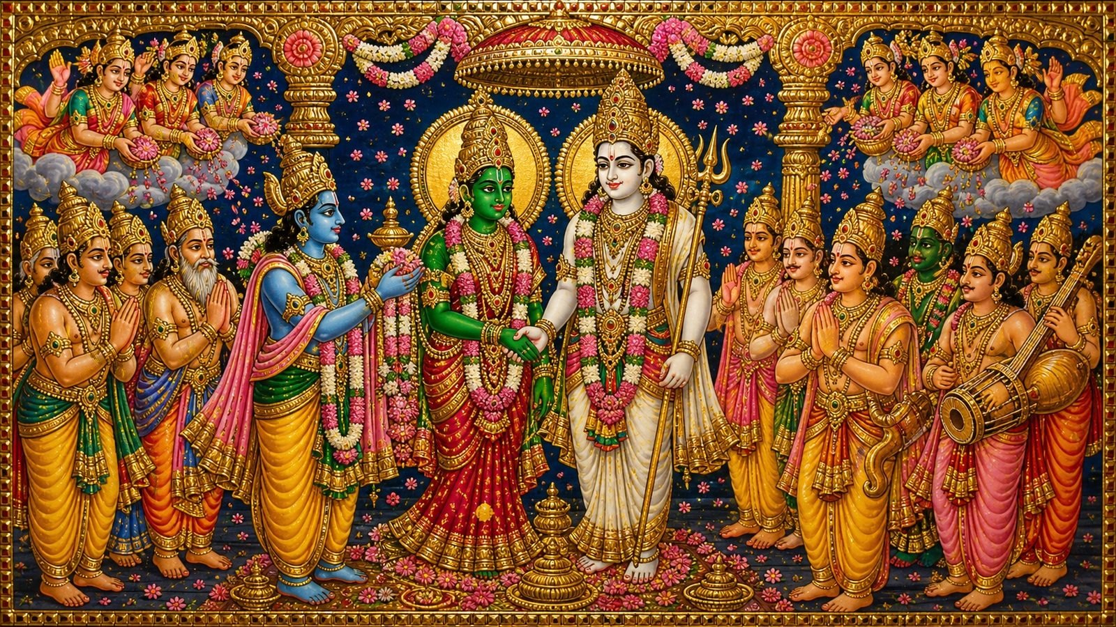 The Thirukalyanam, the celestial wedding of Meenakshi and Sundareswarar