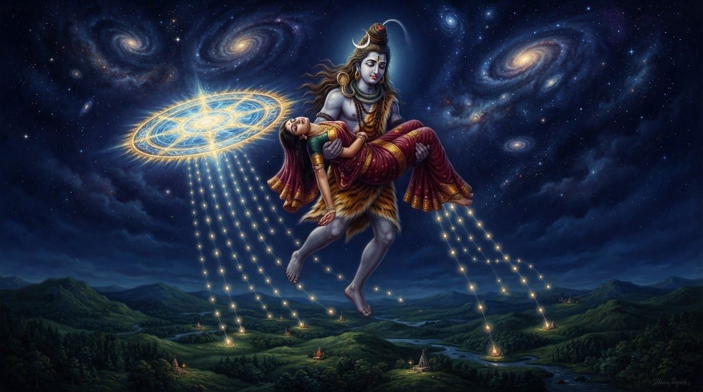 Lord Shiva bearing Sati's body, and the forming of the Shakti Peethas