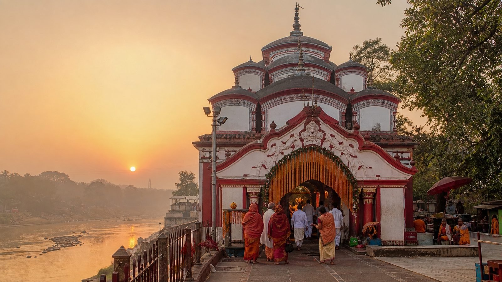 Tarapith temple beside the river at dawn