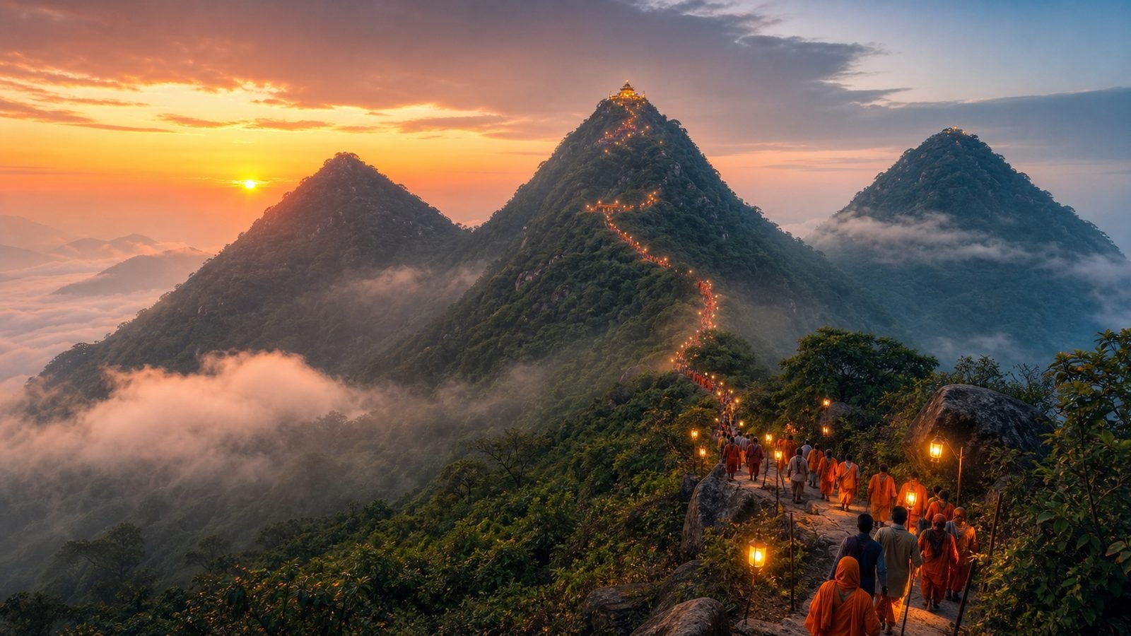 The Trikuta hills at dawn, on the trek to the Vaishno Devi shrine