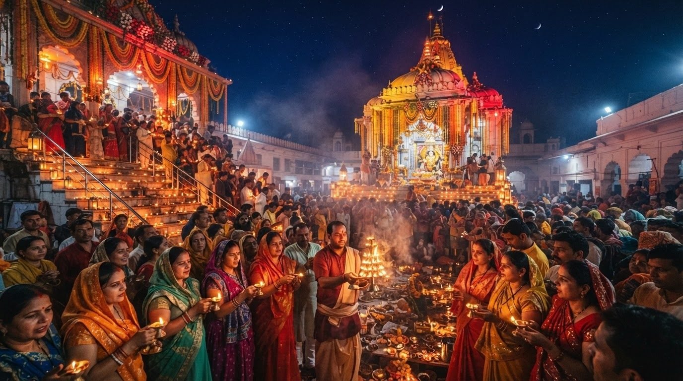 Navratri night at the Vindhyavasini temple, Vindhyachal