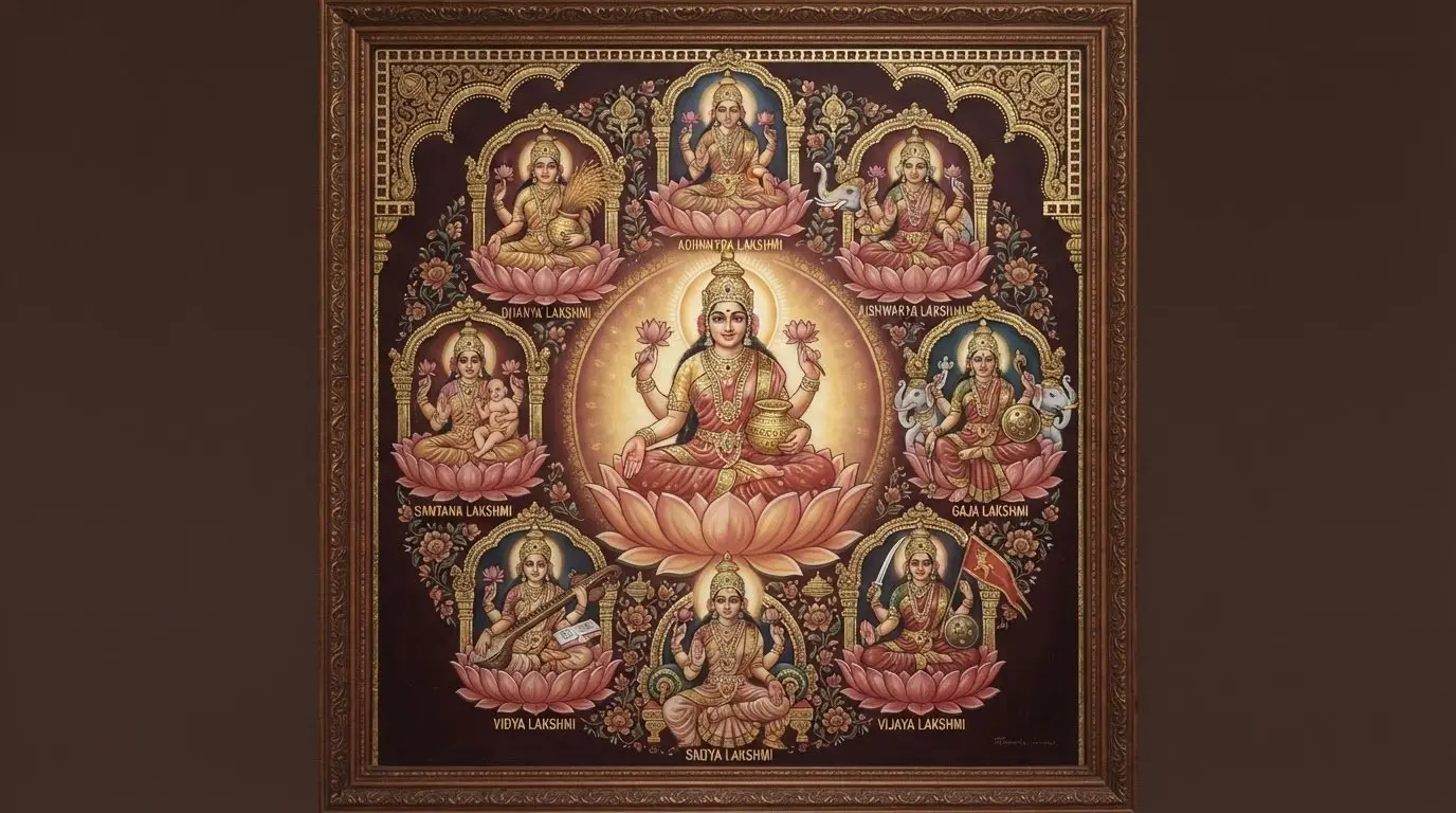 Ashta Lakshmi, the eight forms of Goddess Lakshmi - divine portrait.