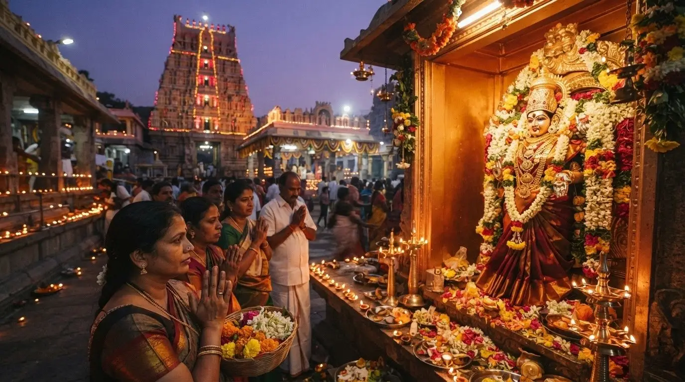 Bhramaramba Devi Temple, Srisailam - temple interior.