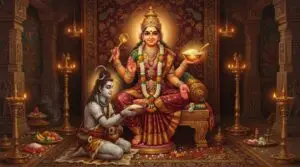 Goddess Annapurna, the deity of nourishment - divine portrait.