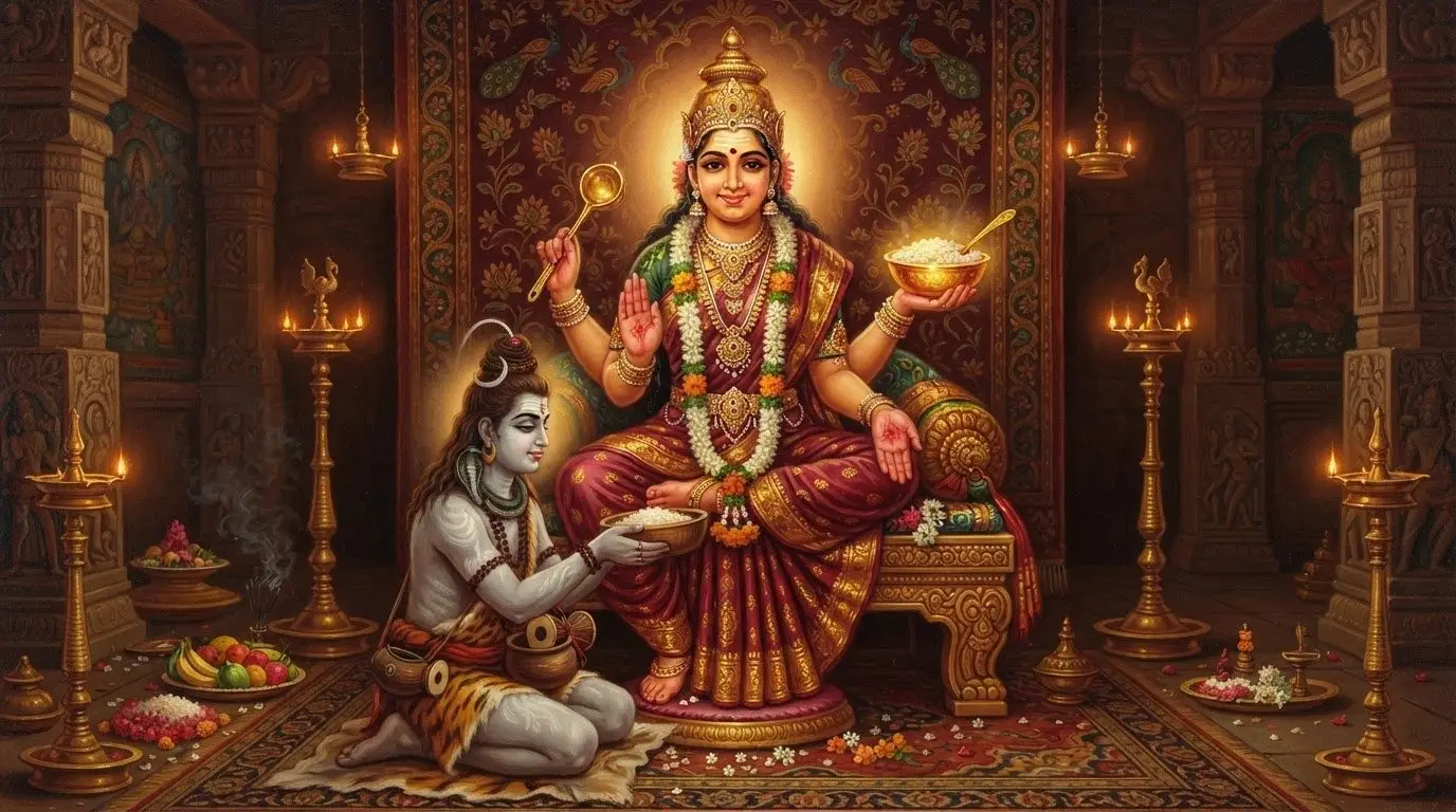 Goddess Annapurna, the deity of nourishment - divine portrait.