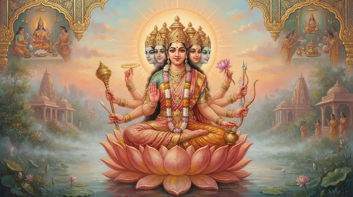 Goddess Gayatri, the mother of the Vedas - divine portrait.