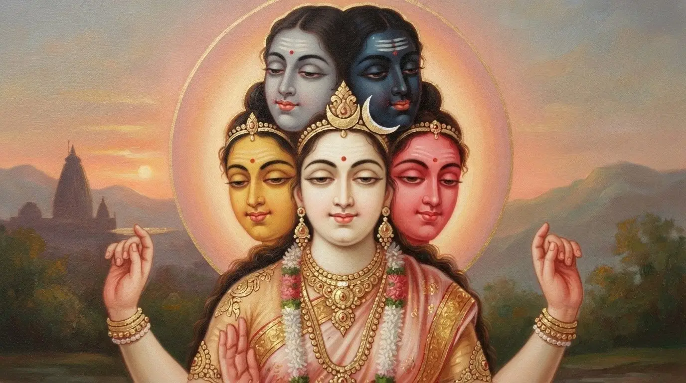 Goddess Gayatri, the mother of the Vedas - close-up darshan.