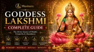 Goddess Lakshmi seated on a lotus with gold coins - complete guide to worship, mantras and rituals