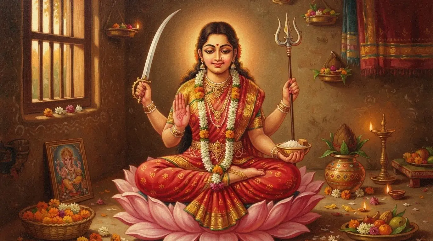 Santoshi Maa, the goddess of contentment - divine portrait.