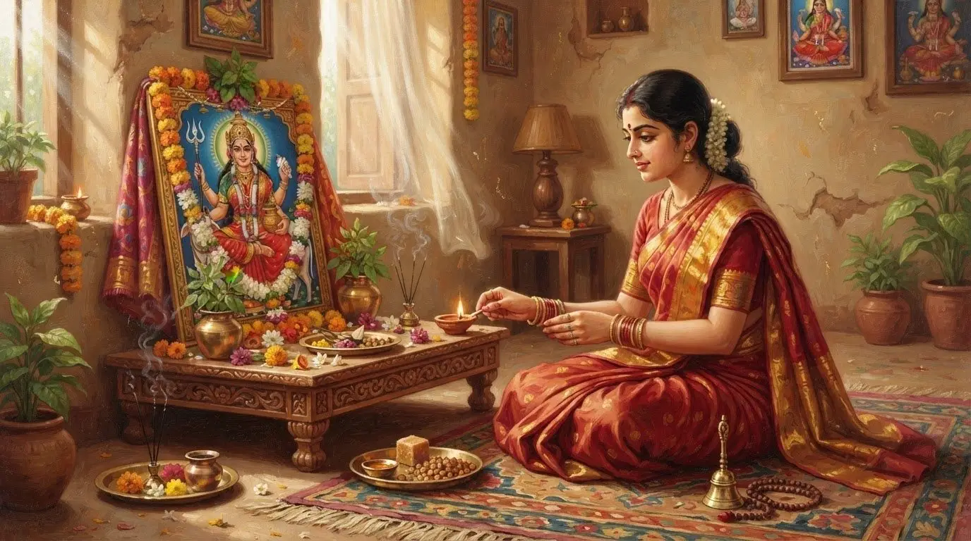 Santoshi Maa, the goddess of contentment - blessings and grace.