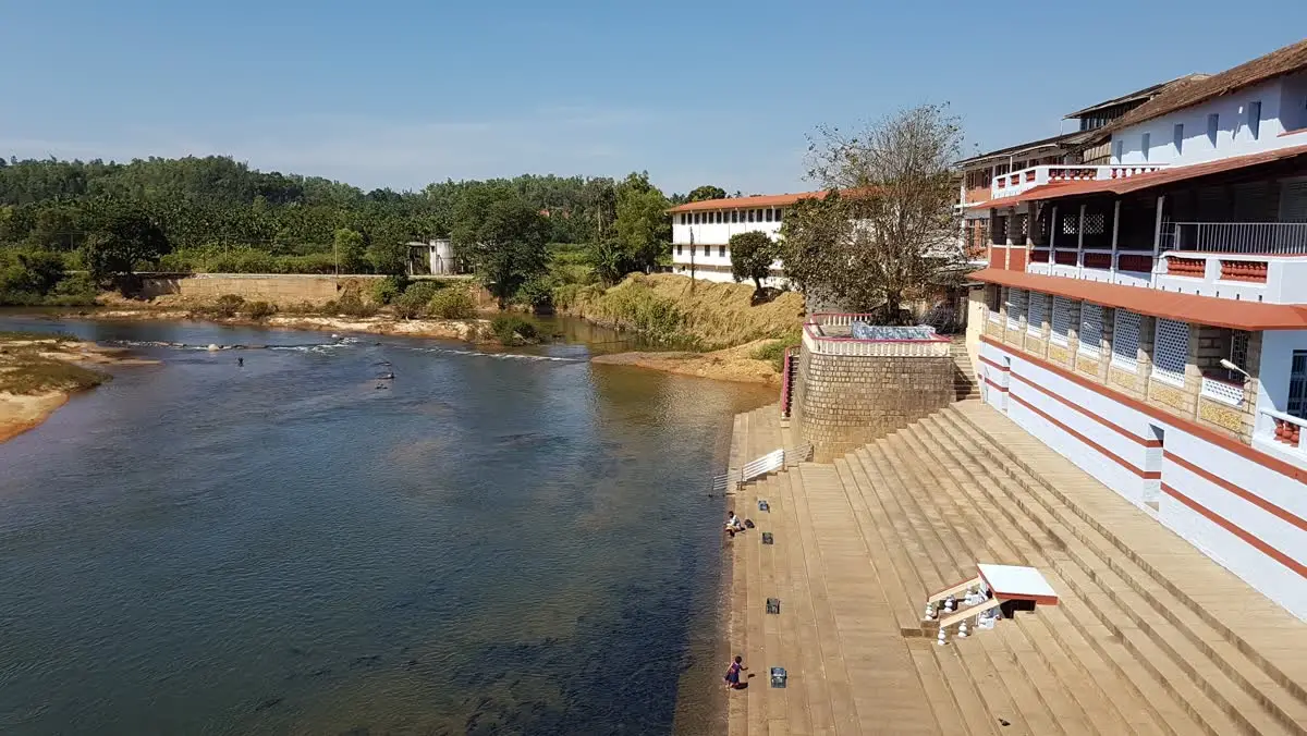 Stone steps leading down to the Tunga river beside the Sringeri temple complex